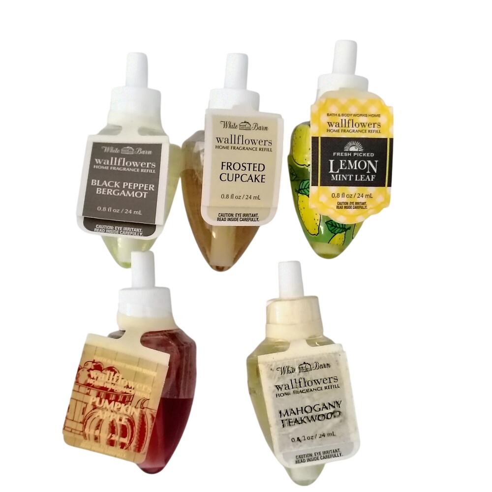 5 Bath & Body Works Cupcake Lemon Black Pepper Teakwood Apple Wallflower Refills